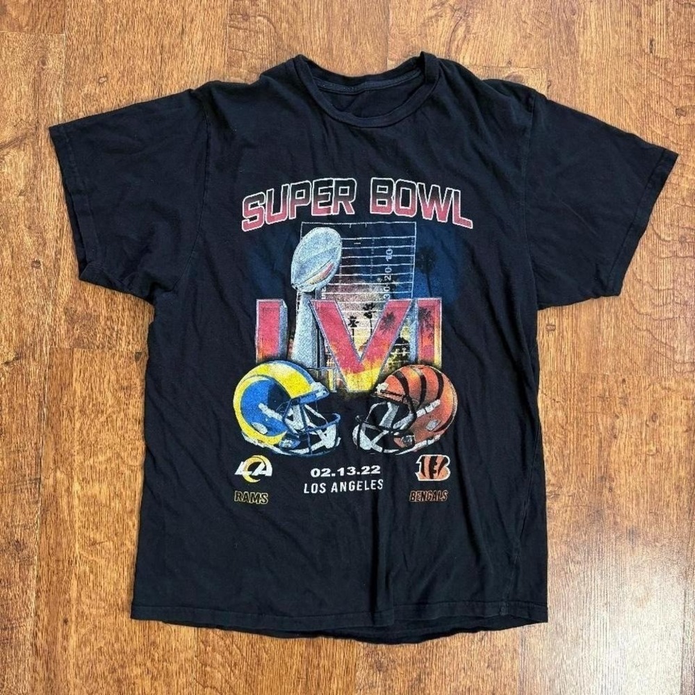 Super‎ Bowl LVI faded black graphic t-shirt